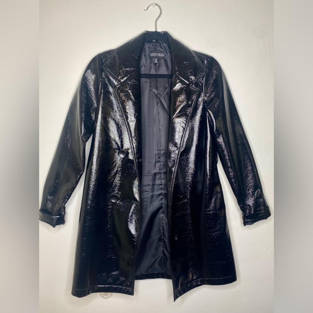 Patent Faux Leather Trench Coat